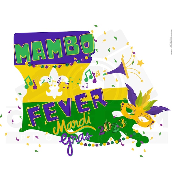 Mardi Gras 2023 Sublimation Design PNG Digital Download