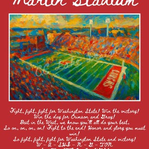 Washington State Wohnheim Kunst * Martin Staduim *Wsu Fight Song* 11x14