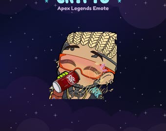 Apex Legends Crypto Hype Beast Dr Pepper Twitch Emote | Streamer, Zasoby do streamingu, Gry, Emoji, Chibi, Discord, YouTube, Kopniak, Naklejka