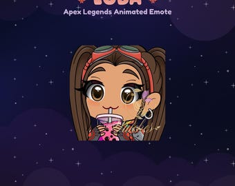 Apex Legends Loba Cherry Bomb Sip Animated Twitch Emote | Streamer, Streaming Assets, Gaming, Emoji, Chibi, Discord, YouTube, Sticker