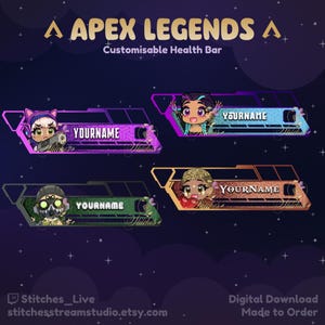 Apex Legends Static Customisable Health Bar Overlay | Streamer, Streaming Assets, Gaming, Emoji, Chibi, Discord, YouTube, Kick, Overlay