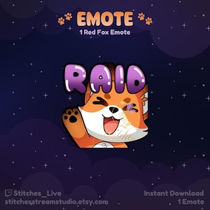 Cute Red Fox Raid Twitch Emote | Streamer, Streaming Assets, Gaming, Emoji, Chibi, Discord, YouTube, Kick, Sticker, Animal Emotes