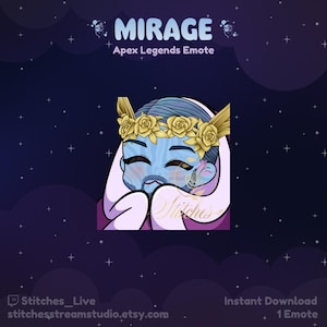Apex Legends Mirage Adonis Tier 2 Comfy Twitch Emote | Streaming Assets, Gaming, Emoji, Chibi, Discord, YouTube, Sticker, Prestige, Mythic