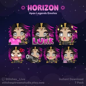 Apex Legends Horizon Super Massive Twitch Emote Pack / Streamer, Risorse per lo streaming, Gioco, Emoji, Chibi, Discord, YouTube, Adesivo, Bundle
