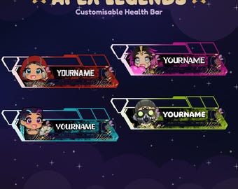Apex Legends statische aanpasbare overlay gezondheidsbalk | Streamer, Streaming-items, Gaming, Emoji, Chibi, Discord, YouTube, Kick, Overlay