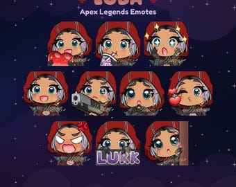Apex Legends Loba Lycan Hunter Twitch Emote Pack | Streamer, Streaming Assets, Gaming, Emoji, Chibi, Discord, YouTube, Kick, Sticker, Bundle