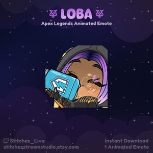Apex Legends Loba Heat Shade Drink Shield Batt Animated Twitch Emote | Streamer, Assets, Gaming, Emoji, Chibi, Discord, YouTube, Sticker