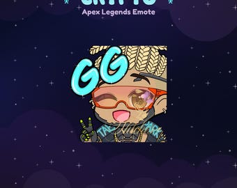 Apex Legends Crypto Hype Beast GG Twitch Emote | Streamer, Streaming Assets, Gaming, Emoji, Chibi, Discord, YouTube, Kick, Sticker