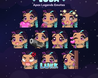 Apex Legends Loba Torrent Twitch Emote Pack | Streamer, Streaming Assets, Gaming, Emoji, Chibi, Discord, YouTube, Kick, Sticker, Bundle