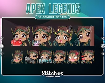 Apex Legends Conduit Malachite Monarch Chibi Pre-made Emote Pack, Conduit Emotes, Twitch Chat, YouTube Channel, Discord Server, Streamer