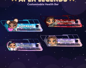 Apex Legends statische aanpasbare overlay gezondheidsbalk | Streamer, Streaming-items, Gaming, Emoji, Chibi, Discord, YouTube, Kick, Overlay