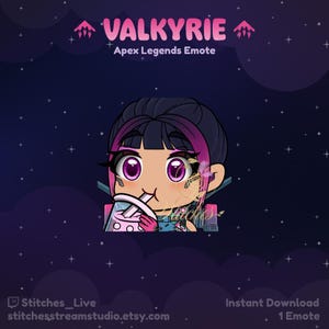 Apex Legends Valkyrie Florescent Tech Boba Twitch Emote | Streamer, Streaming Assets, Gaming, Emoji, Chibi, Discord, YouTube, Kick, Sticker