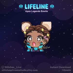 Apex Legends Lifeline My Wave Shock Twitch Emote | Streamer, Streaming Assets, Gaming, Emoji, Chibi, Discord, YouTube, Kick, Sticker