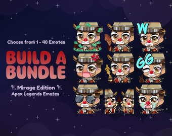 Apex Legends Mirage Chuckles The Barrelman Build A Bundle Emotes | Streamer, Assets, Gaming, Emoji, Chibi, Discord, YouTube, Pack, Sticker
