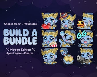 Apex Legends Mirage Adonis Build A Bundle Emotes | Streamer, Streaming Assets, Gaming, Emoji, Chibi, Discord, YouTube, Pack, Sticker