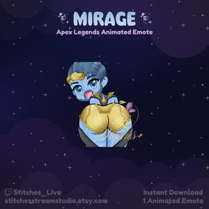 Apex Legends Mirage Adonis Tier 3 Twerk Animated Twitch Emote | Streaming, Gaming, Chibi, Discord, Sticker, Bottom Shake, Prestige, Mythic