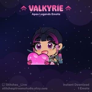 Apex Legends Valkyrie Florescent Tech Heart Twitch Emote | Streamer, Streaming Assets, Gaming, Emoji, Chibi, Discord, YouTube, Kick, Sticker