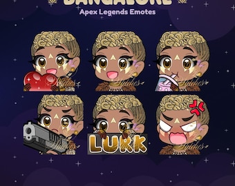 Apex Legends Bangalore Outland Warrior Twitch Emote Pack | Streamer, Zasoby do streamingu, Gry, Emoji, Chibi, Discord, YouTube, Kopnięcie, Naklejka