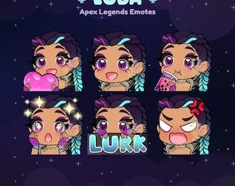 Apex Legends Loba Torrent Twitch Emote Pack | Streamer, Streaming Assets, Gaming, Emoji, Chibi, Discord, YouTube, Kick, Sticker, Bundle