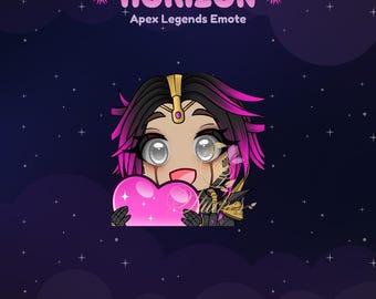Gesto/transmisor de Twitch de corazón supermasivo de Apex Legends Horizon, recursos de streaming, juegos, emojis, chibi, Discord, YouTube, patadas, pegatinas