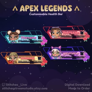 Apex Legends Static Customisable Health Bar Overlay | Streamer, Streaming Assets, Gaming, Emoji, Chibi, Discord, YouTube, Kick, Overlay
