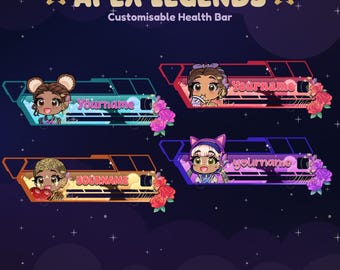 Apex Legends statische aanpasbare overlay gezondheidsbalk | Streamer, Streaming-items, Gaming, Emoji, Chibi, Discord, YouTube, Kick, Overlay