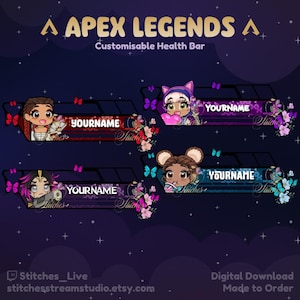 Apex Legends Static Customisable Health Bar Overlay | Streamer, Streaming Assets, Gaming, Emoji, Chibi, Discord, YouTube, Kick, Overlay