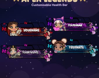 Apex Legends statische aanpasbare overlay gezondheidsbalk | Streamer, Streaming-items, Gaming, Emoji, Chibi, Discord, YouTube, Kick, Overlay
