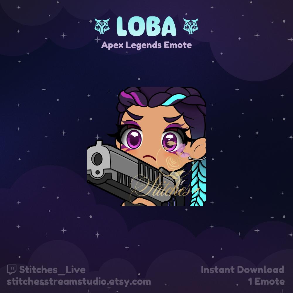 Apex Legends Loba Torrent Gun Twitch Emote | Streamer, Streaming Assets, Gaming, Emoji, Chibi, Discord, YouTube, Kick, Sticker