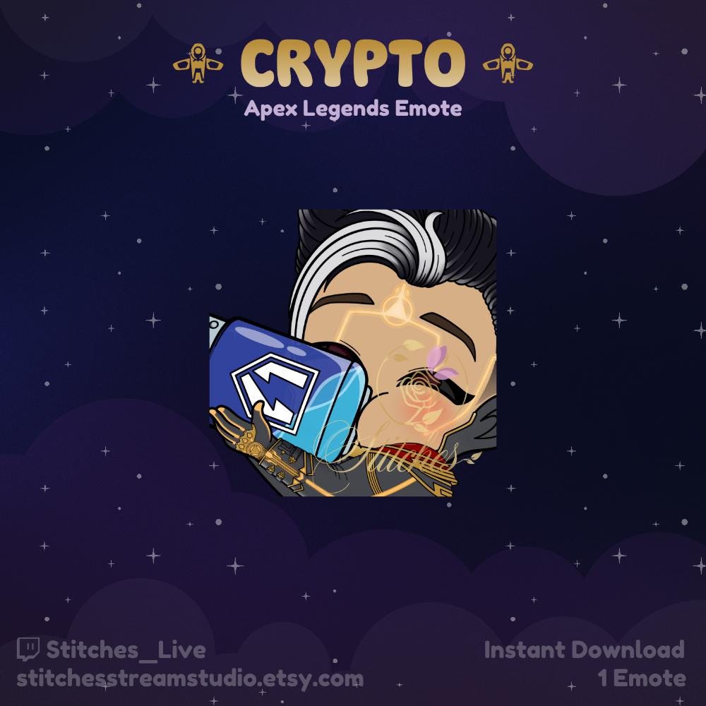 Apex Legends Crypto Cryptic Conjurer Drink Sheild Batt Twitch Emote |  Streaming Assets, Gaming, Emoji, Chibi, Discord, YouTube, Sticker