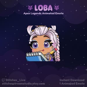 Apex Legends Loba Mondgöttin Notizen Animiertes Twitch Emote | Gaming, Chibi, Discord, Youtube, Sticker, Bottom Shake