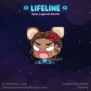 Apex Legends Lifeline My Wave Rage Twitch Emote | Streamer, Streaming Assets, Gaming, Emoji, Chibi, Discord, YouTube, Kick, Sticker