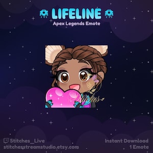 Apex Legends Lifeline My Wave Heart Twitch Emote | Streamer, Streaming Assets, Gaming, Emoji, Chibi, Discord, YouTube, Kick, Sticker