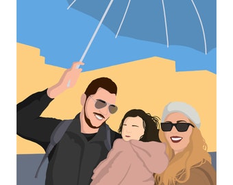 Personalized Digital Portrait from Photo, Custom Faceless Portrait, Minimal Drawing, Family Portrait, Home Decor, Illustration, Unique Gift