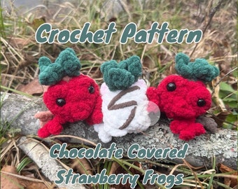 Grenouilles aux fraises recouvertes de chocolat - grenouille - animal alimentaire - crapaud - modèle au crochet numérique PDF