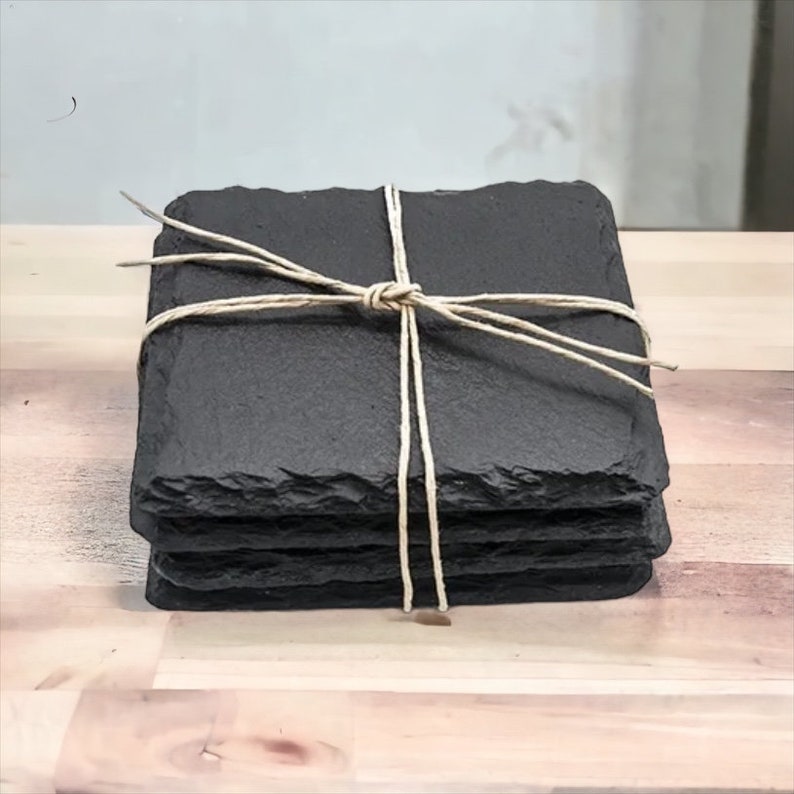 Blank slate coaster-Natural Black Slate Bild 1