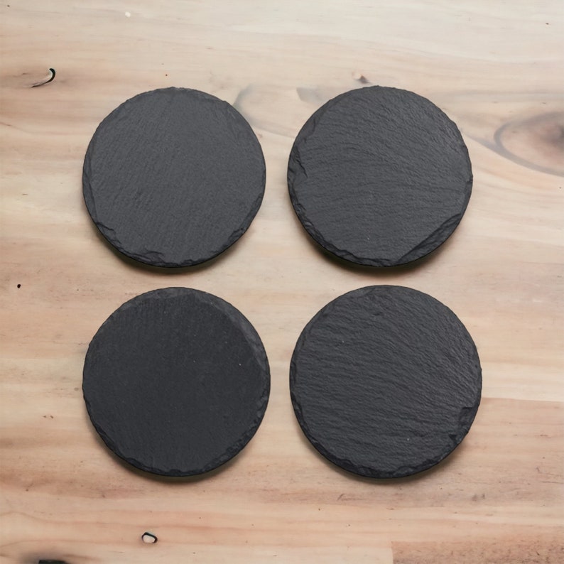 Blank slate coaster-Natural Black Slate Round