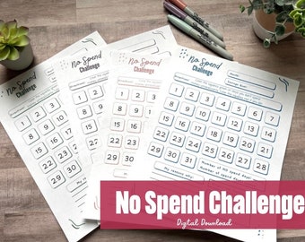 No Spend Challenge, Monthly Savings Tracker, No Spend January, Money Challenge, No Spend Printable, No Spend Budgeting, Monthly Budgeting