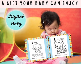 Baby's First ABC Book for Baby Shower Coloring Book with Baby Animals Alphabet Coloring  PDF Baby Sprinkle Game Baby's First Book Printable