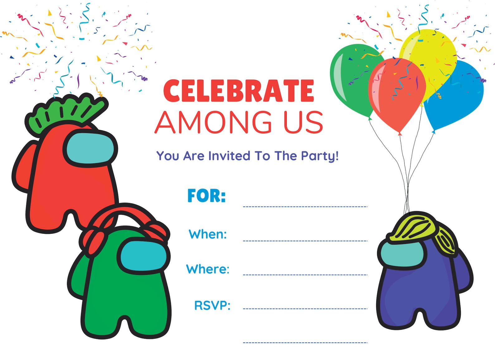Among us birthday party invitation etsy