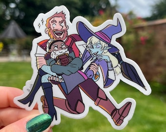 May include: A sticker featuring three cartoon characters in a dynamic pose. One character is holding a book that says "Supreme Teen Bible". The characters are in shades of red, purple, blue, and brown, with a white outline.