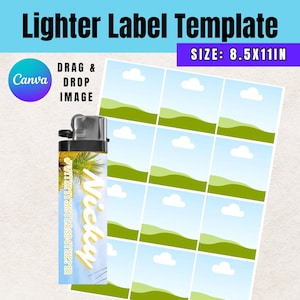 May include: A template for lighter labels with a design of a blue sky with white clouds and green hills. The template is 8.5 x 11 inches and has 9 spaces for images. The text "#WITHMYSISTERSBYTHEMR" and "Nicky" are on the lighter label.