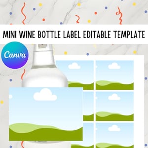 Mini Wine bottle labels | print at home digital template | alcohol bottle size template | Canva editable
