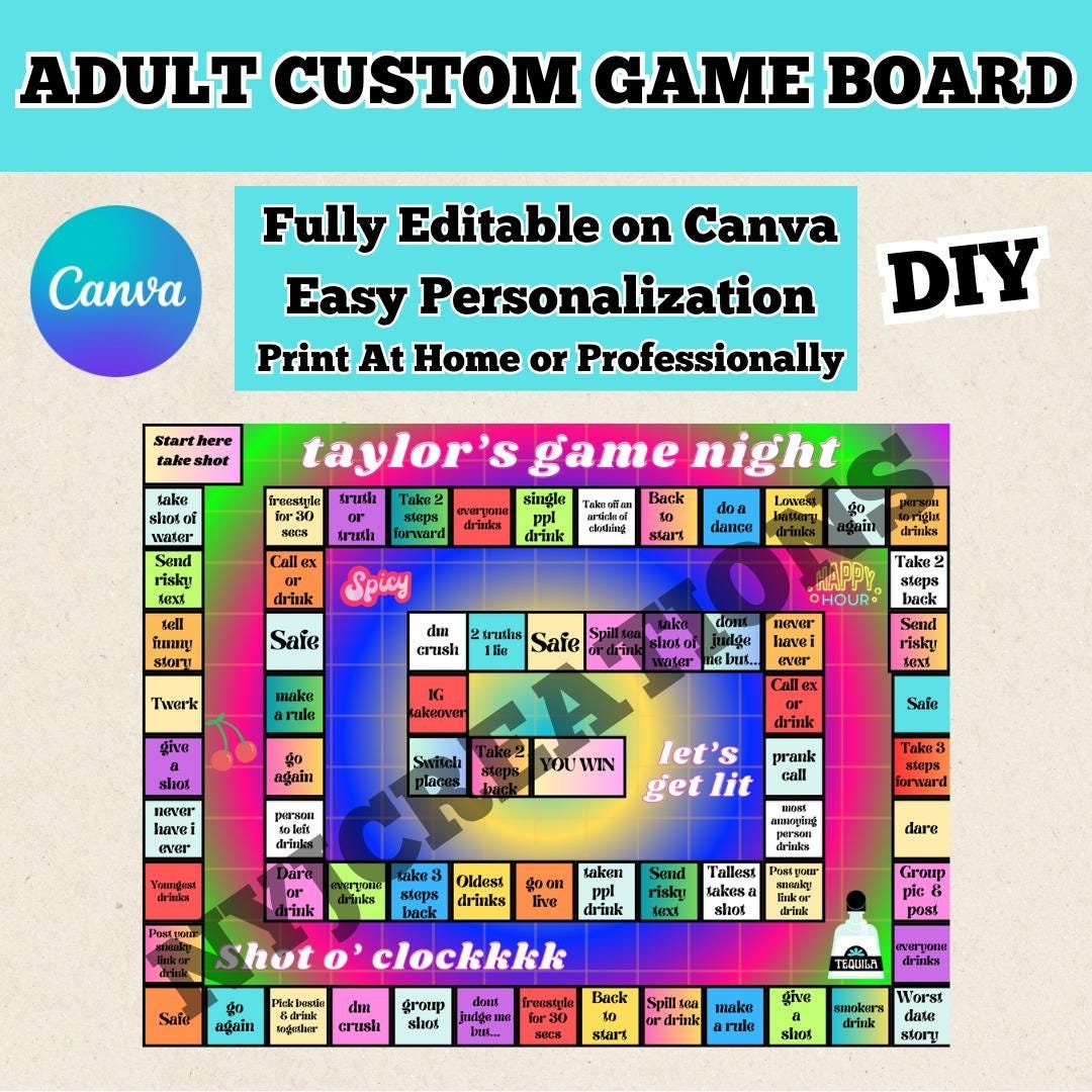 Adult Board Game | Digital Custom Board Game | Canva Template - Etsy