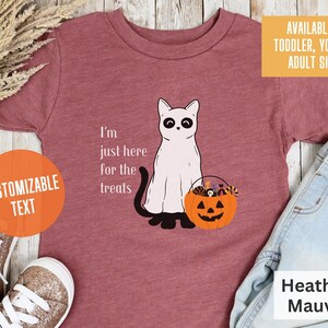 Cat Ghost Halloween Shirt, Customizable Cat Halloween Shirt, Kids Trick or Treat Shirt, Funny Kids Halloween Shirt, Black Cat Halloween Tee