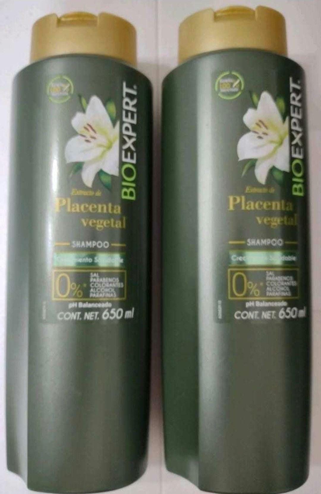 2X BIOEXPERT PLACENTA VEGETAL Shampoo - 2 Big Containers of 650ml