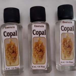 COPAL ESENCIA En Frasco De Vidrio / Aromatic Resin Essence in Glass Bottle - 3 Glass Bottles of 8ml Each - Free Shipping