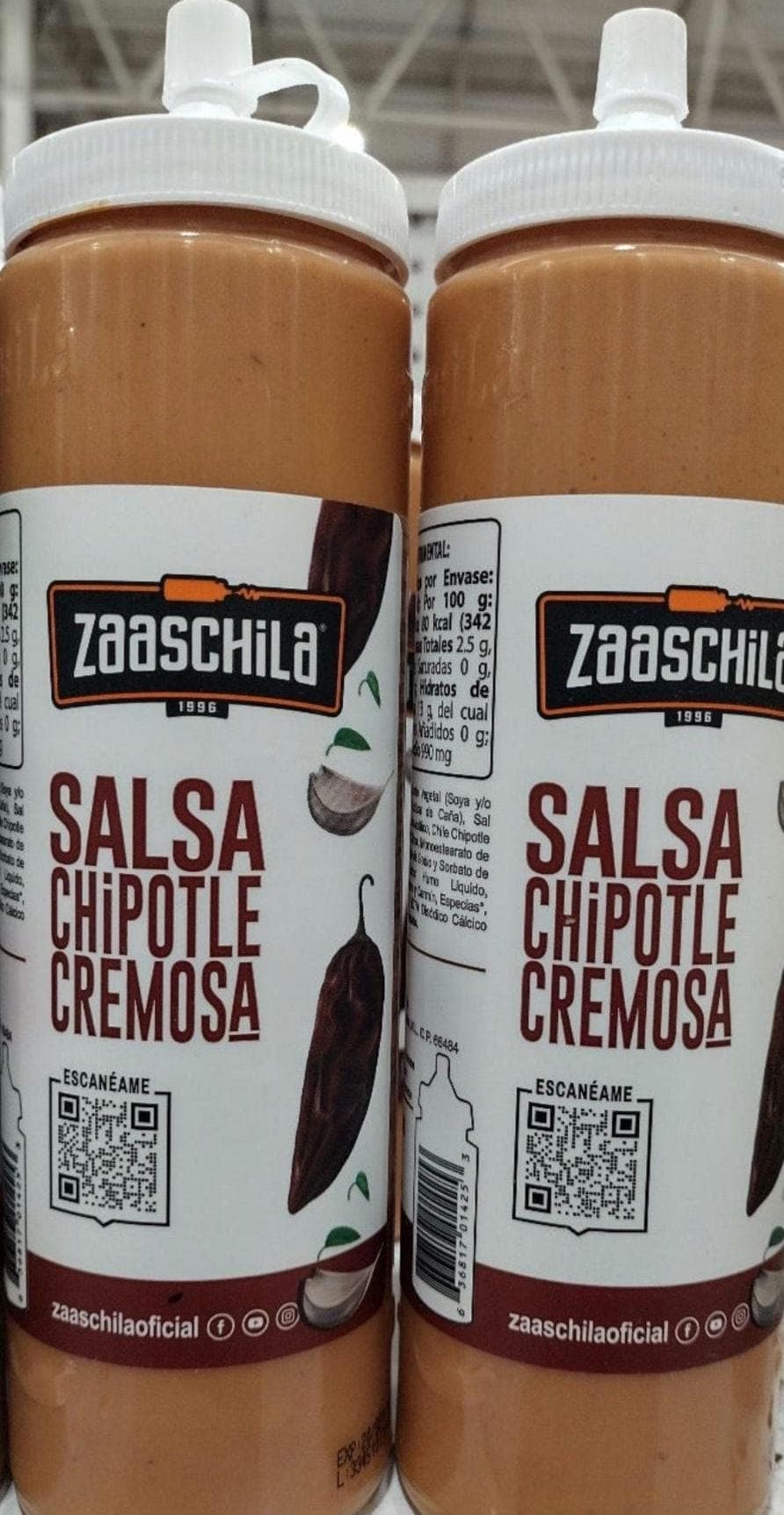 2X ZAASCHILA CREAMY CHIPOTLE Salsa / Chipotle Crema Salsa- 2 Big