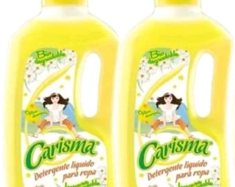 2X CARISMA DETERGENTE LIQUIDO ( Liquid Detergent ) -  2 Frascos de 1 Litro Cada Uno  ( 2 Bottles of 1 Liter Each) Free Shipping