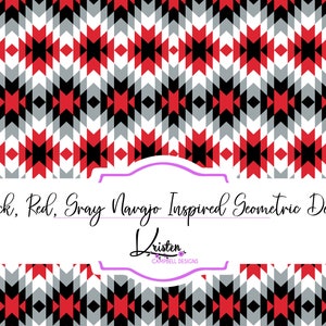 Può includere: Motivo geometrico nero, rosso e grigio ispirato ai disegni navajo. Il motivo è composto da rombi e triangoli ripetuti.